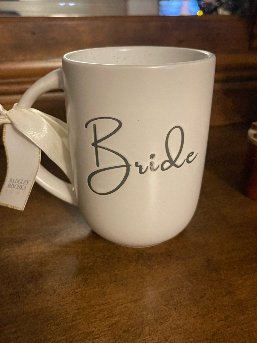 Badgley Mischka White "Bride" Ceramic Mug